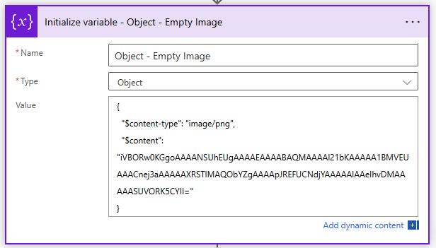 Create blank images in Power Automate - Initialize Variable Action